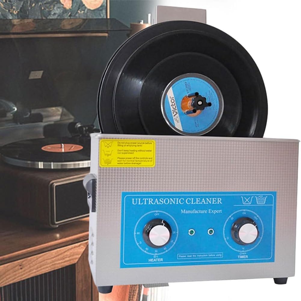 VIOLK Ultrasonic Vinyl Record Cleaner, 6.5L Commercial Ultrasonic Cleaner, Audio & Video Disc Cleaners, 0-30 Mins Timer and Temperature Control, Cleaning Of 1-6 Vinyl Records
