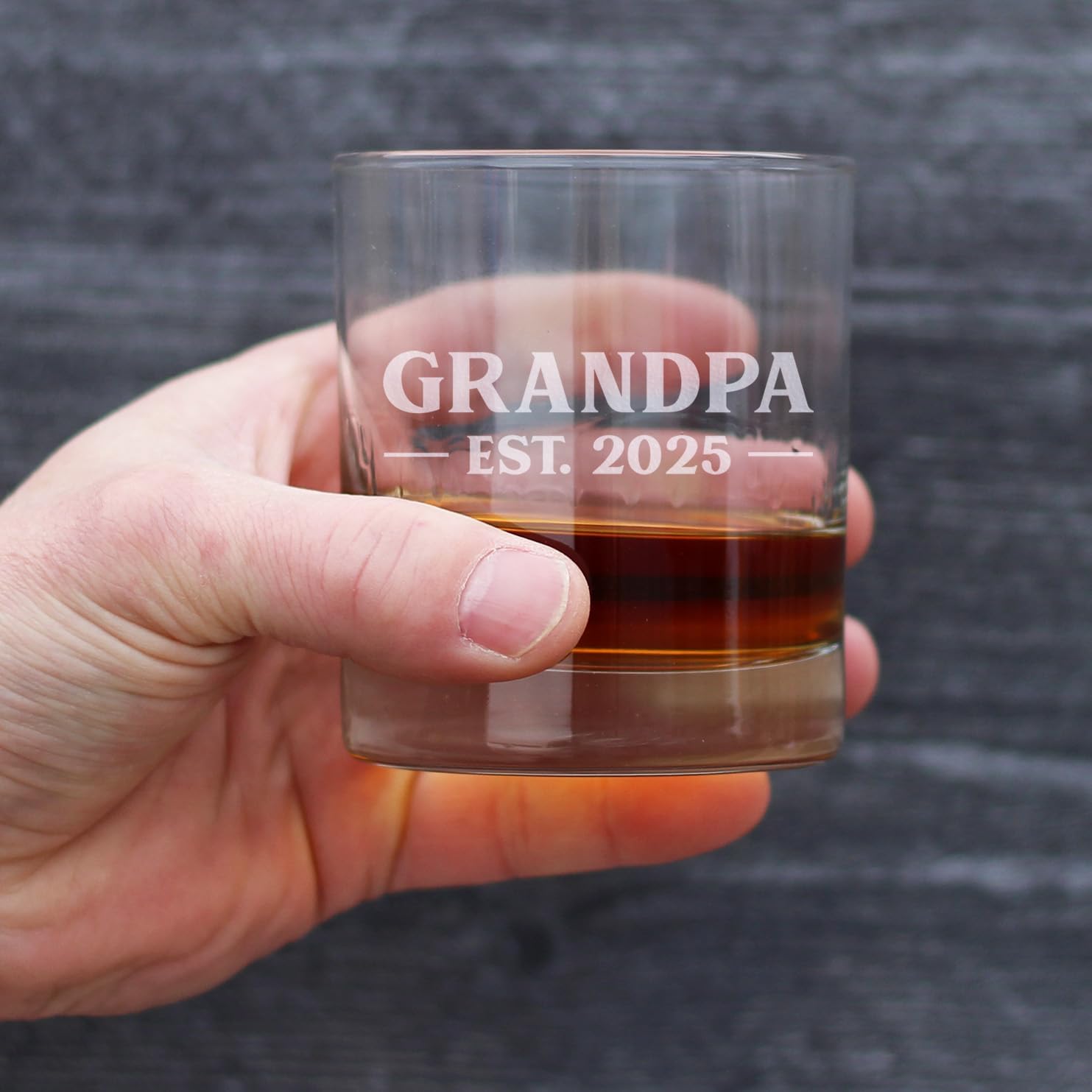 Custom Grandpa Est 20XX - New Grandfather Custom Whiskey Rocks Glass Gift for First Time Grandparents - Bold 10.25 Oz Glasses