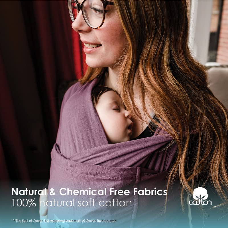 Baby K'tan Baby Wrap Carrier - Pre Wrapped and Simple as 1-2-3, Pillowy Soft, Slip On - Not Like Any Newborn Sling, No Rings, No Tying, No Buckles - Original Eggplant (Medium)