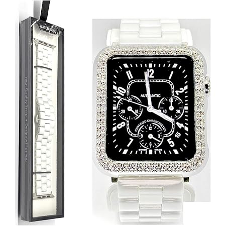 Amazon Royce Roland ダイヤ セラミック アップルウォッチ 高級 ベルト カバー バンド ベゼル Apple Watch シリーズ Series 5 4 3 2 1 レディース メンズ 38 40mm ベルト ホワイト スマートウォッチアクセサリ 通販