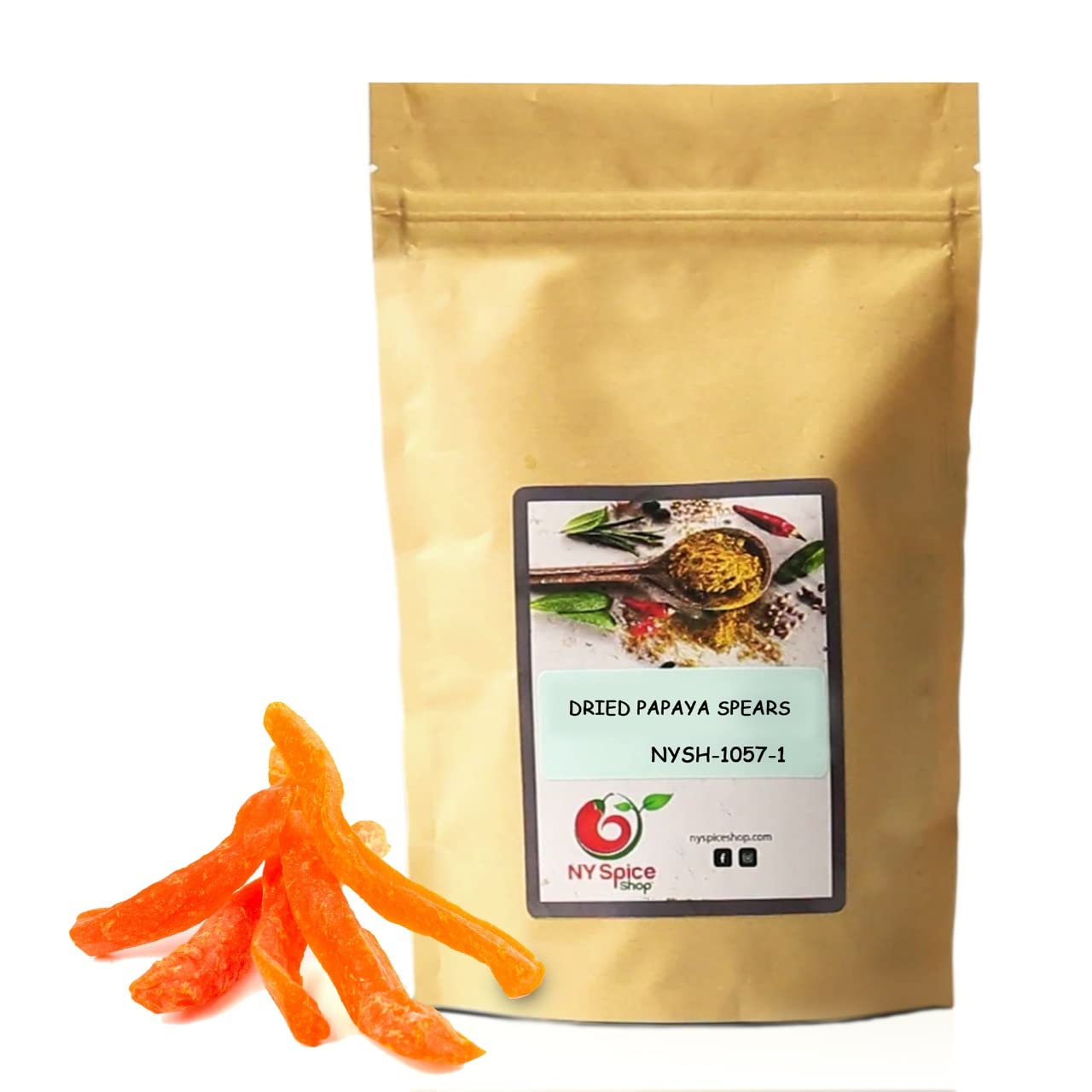 NY SPICE SHOP Dried Papaya Spears – 5 Pound Tropical Dry Fruit Papaya-Freshly Dehydrated Sweetened Papayas Fresh Slices - Natural Taste Giant Papayas – Papaya Fresh Organic for Culinary Use and Baking