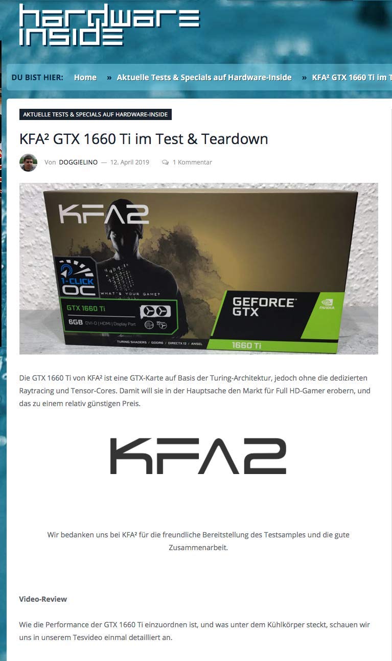 KFA2 GeForce GTX 1660 Ti OC 6GB 192-bit GDDR6