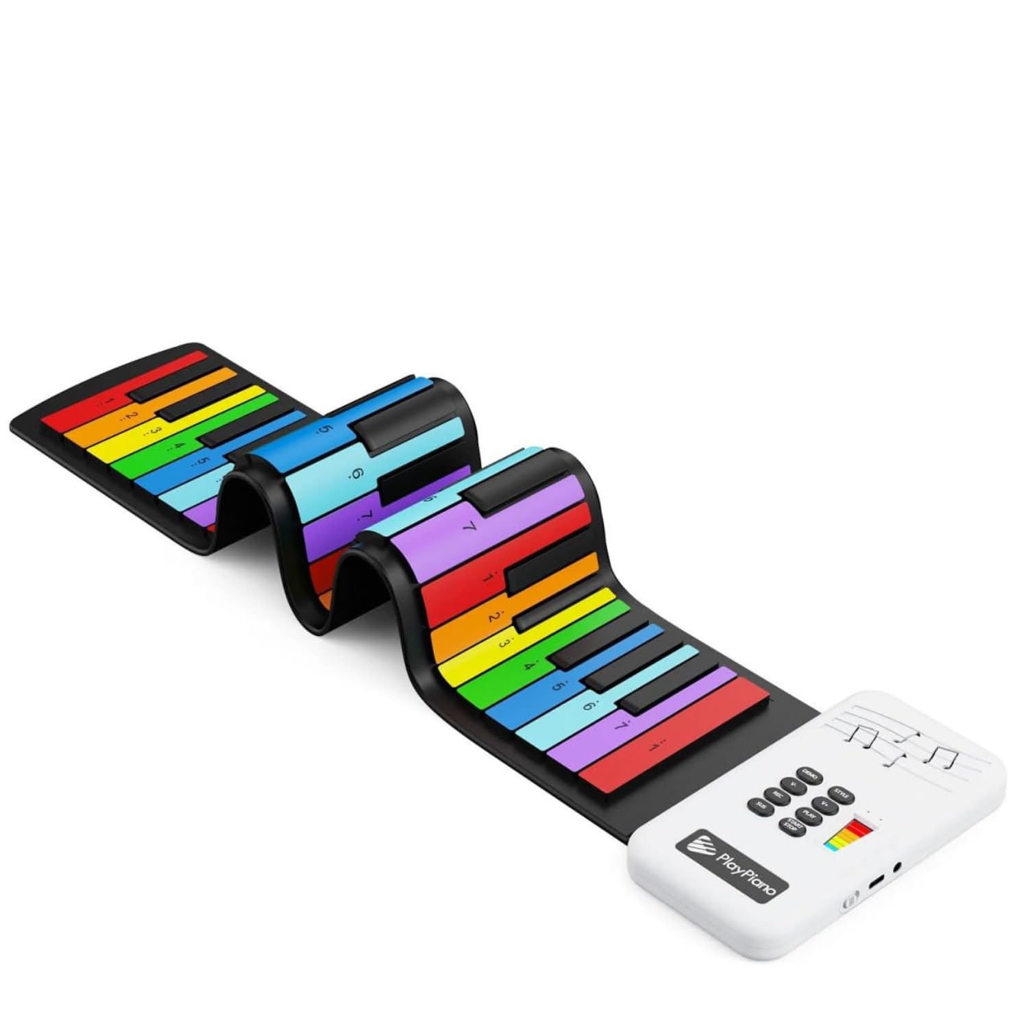 Kevim Rainbow Roll Up Piano 49-Key Flexible Keyboard, Portable Electronic Piano with 47 Tones, Built-in Speaker, Educational Music Toy for Kids Beginners Travel Friendly Keyboard Gift-image-5