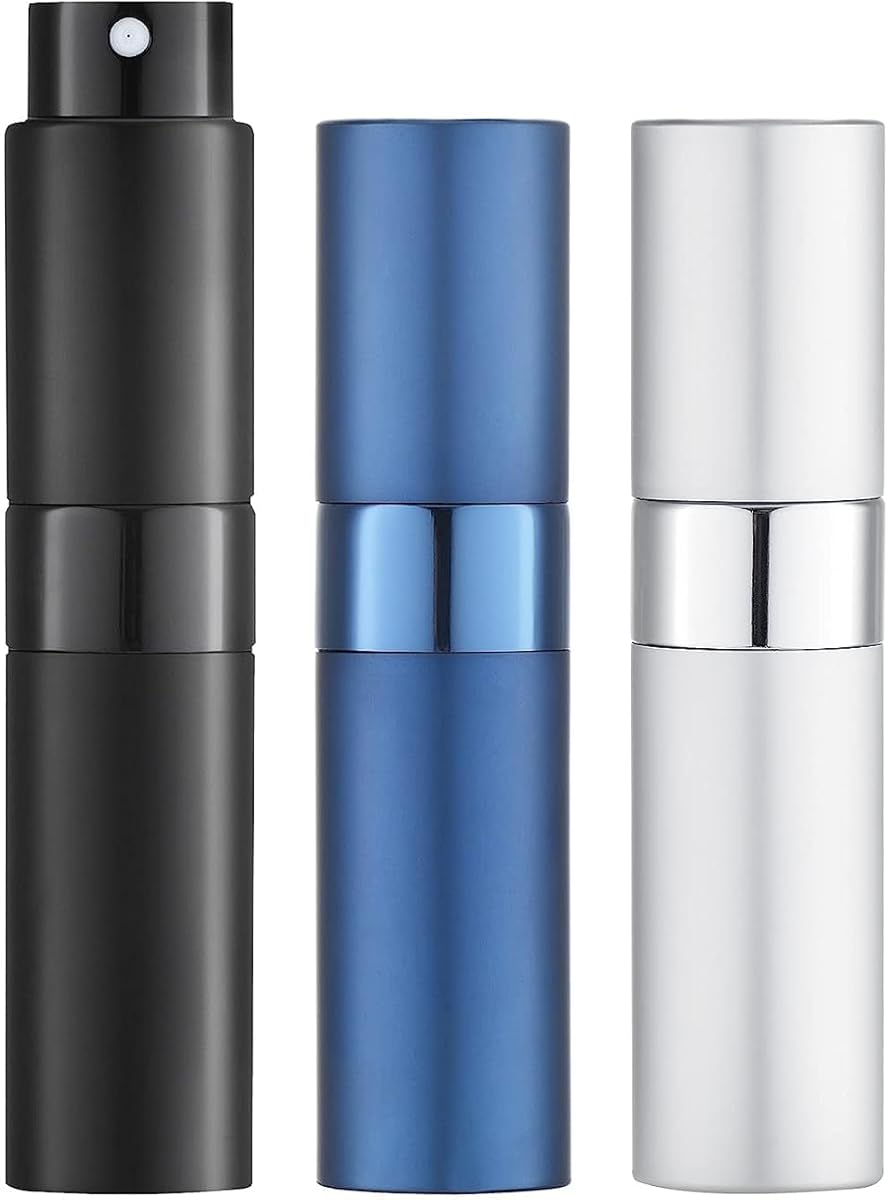 Travel Perfume Atomiser Refillable - Mini Aftershave Spray Bottle - Small Glass Fragrance Atomizer for Women - Portable Empty Cologne Refill Pump Dispenser for Men Blue 3Pcs