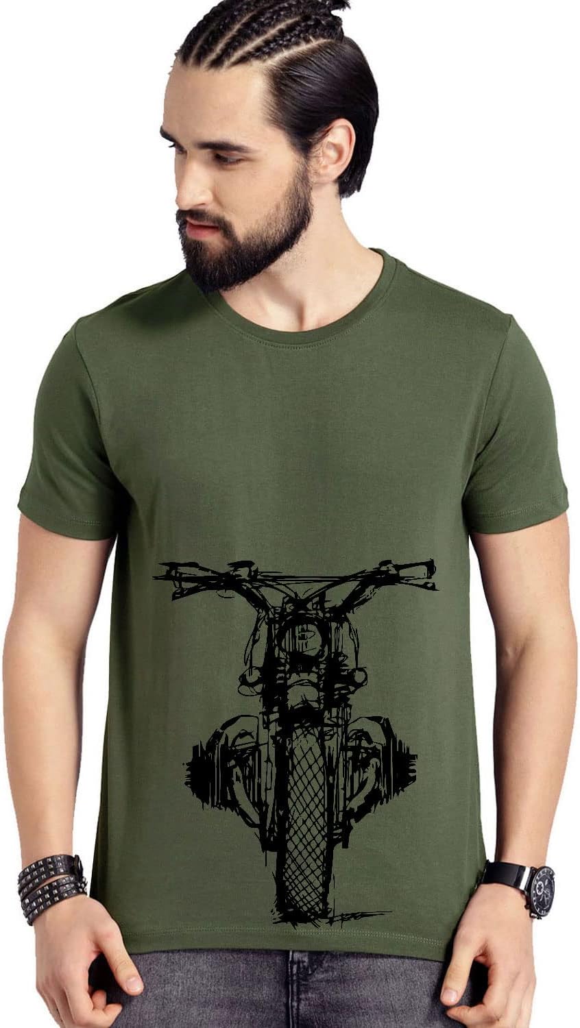 Road Trip FashionsRetro Motorcycle T-Shirt for Men | Cool Bike Printed T Shirt | 100% Cotton T Shirt | Biker T Shirt