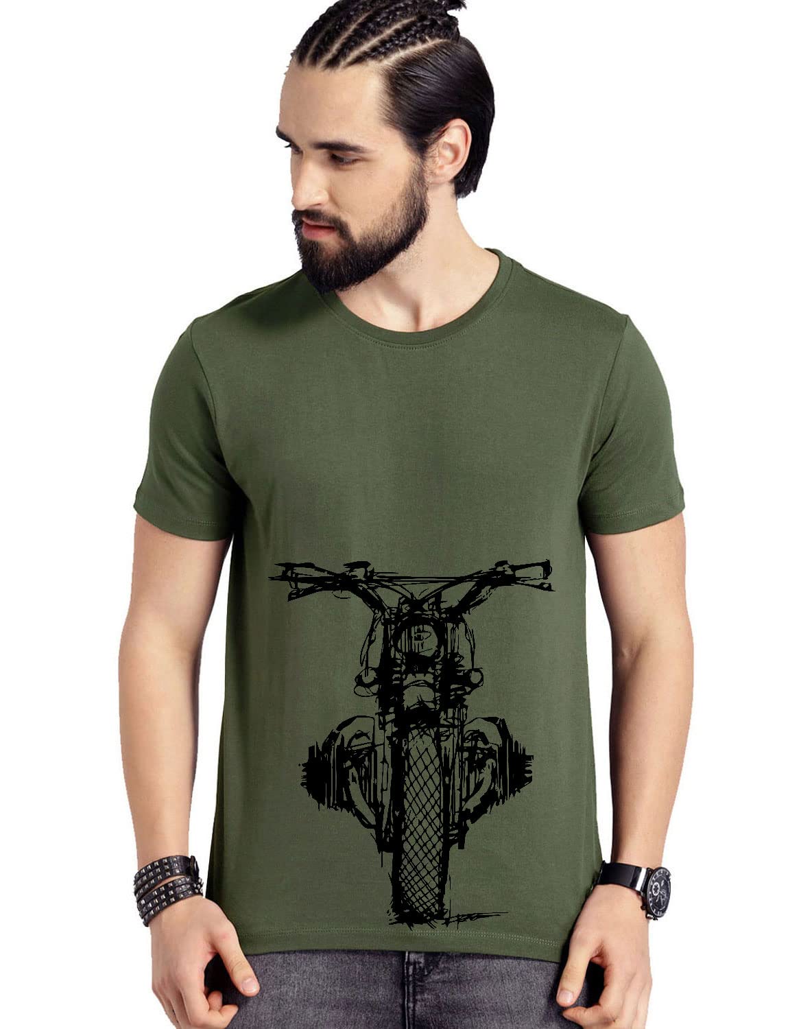 Road Trip FashionsRetro Motorcycle T-Shirt for Men | Cool Bike Printed T Shirt | 100% Cotton T Shirt | Biker T Shirt