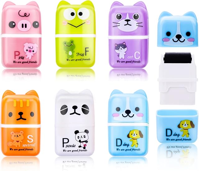 cobee Cute Roller Eraser for Kids, 6 Pieces Cartoon Animal Pencil Erasers Rubber Kids Erasers with Shaving Roller Case Animal Themed Eraser for for Kid Party Favors School Gift Supplies