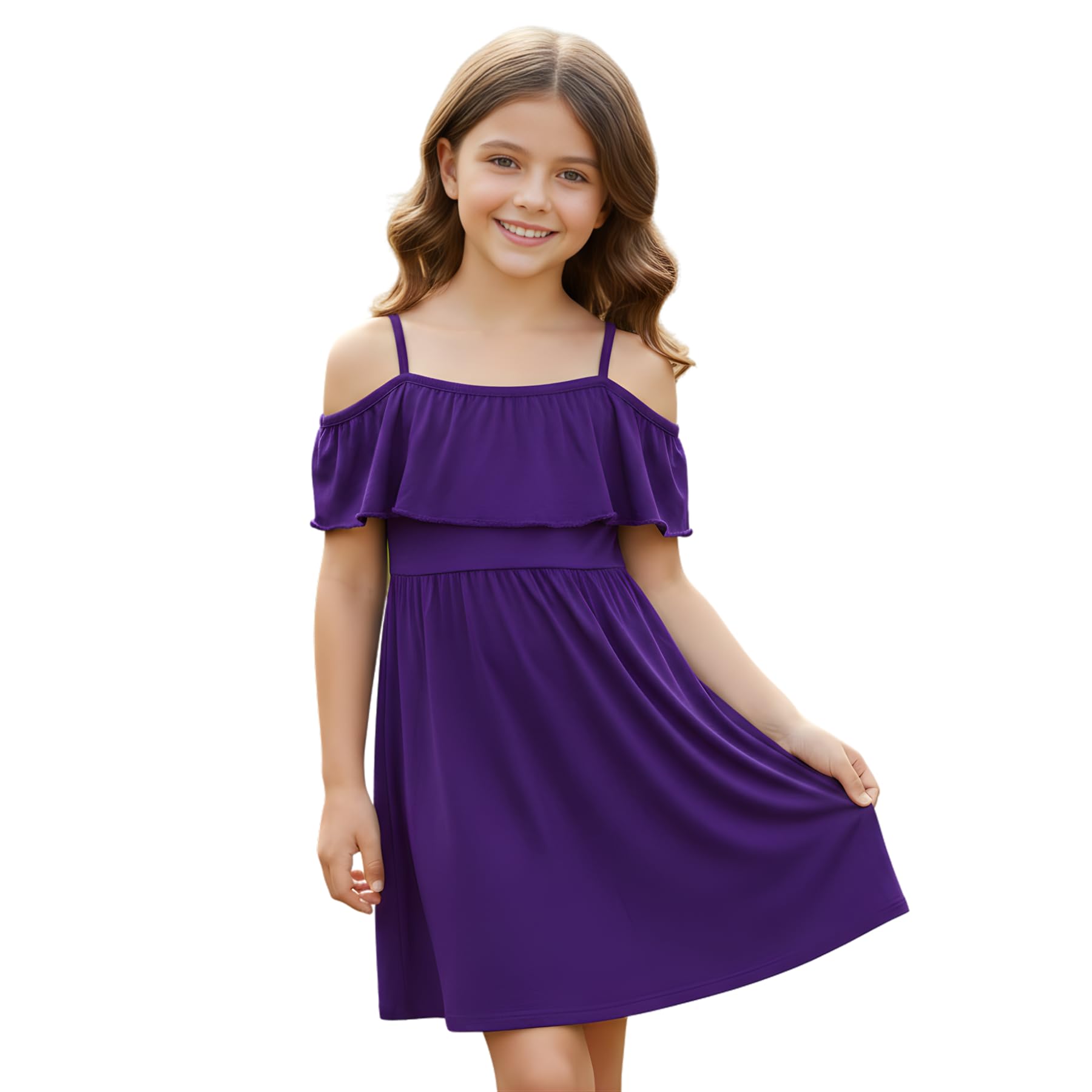 A2z 4 Kids Girls Purple Off Shoulder Skater Dress Party Wear Age 5-112