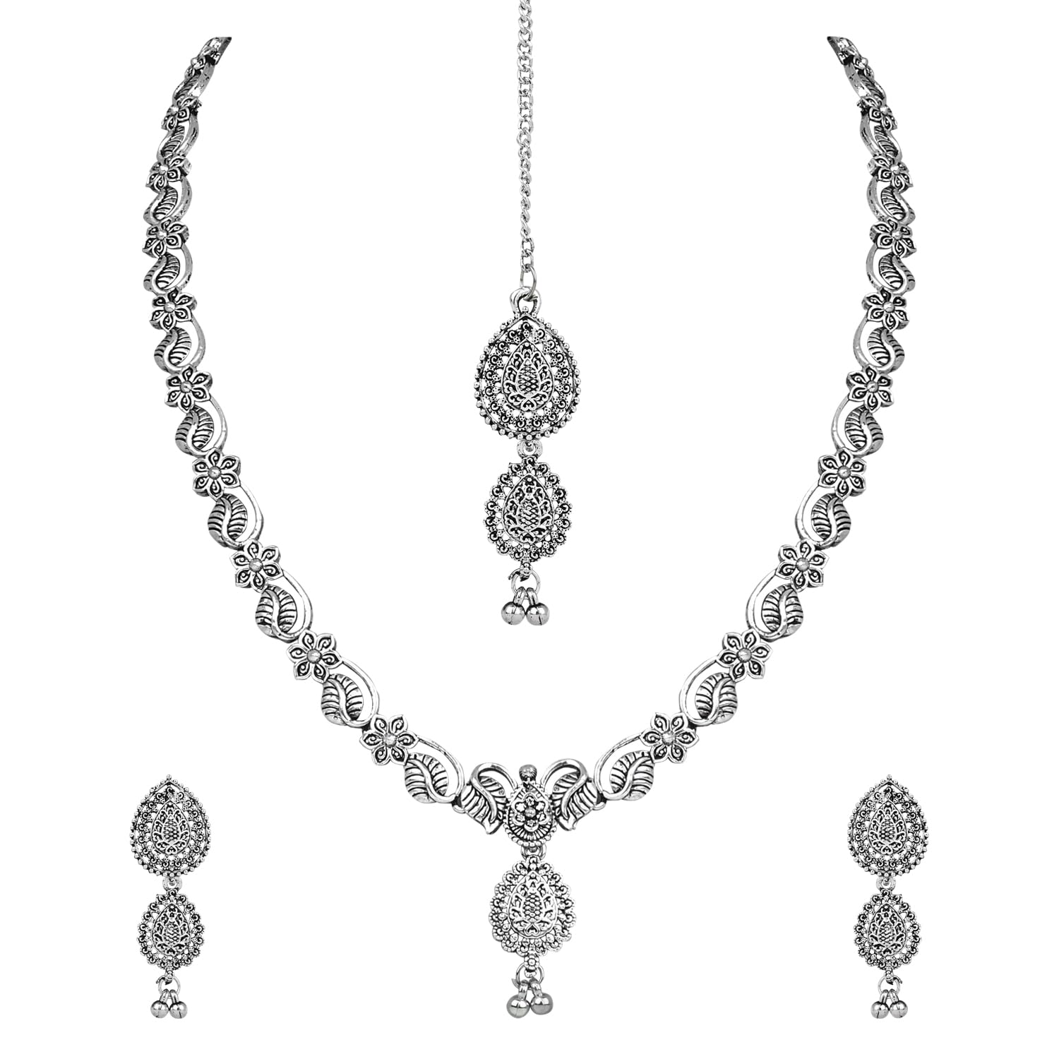 See full amazon price history chart for I Jewels Navratri Ethnic Silver Oxidised Floral Design Ghungroo Long Necklace Jewellery With Jhumka Earrings Set For Women/Girls (MC171OX) I Jewels Navratri Ethnic Silver Oxidised Floral Design Ghungroo Long Necklace Jewellery With Jhumka Earrings Set For Women/Girls (MC171OX) (B0CJVCBW9N) Amazon Price History, Amazon Price Tracker