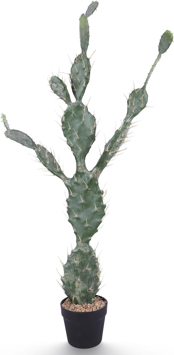 Artificial Cactus Potted Plant 43 Inch Faux Desert Cacti Fake Big Cactus Plant with Black Planter for Home Garden Office Indoor Outdoor Decoration