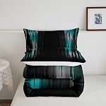 Teal Bleu et Gris Ombre Comforter Set Ombre Bedding Set Abstract Art Design Comforter Modern Quilt Set avec 1 Étui d'oreiller de taille jumelée