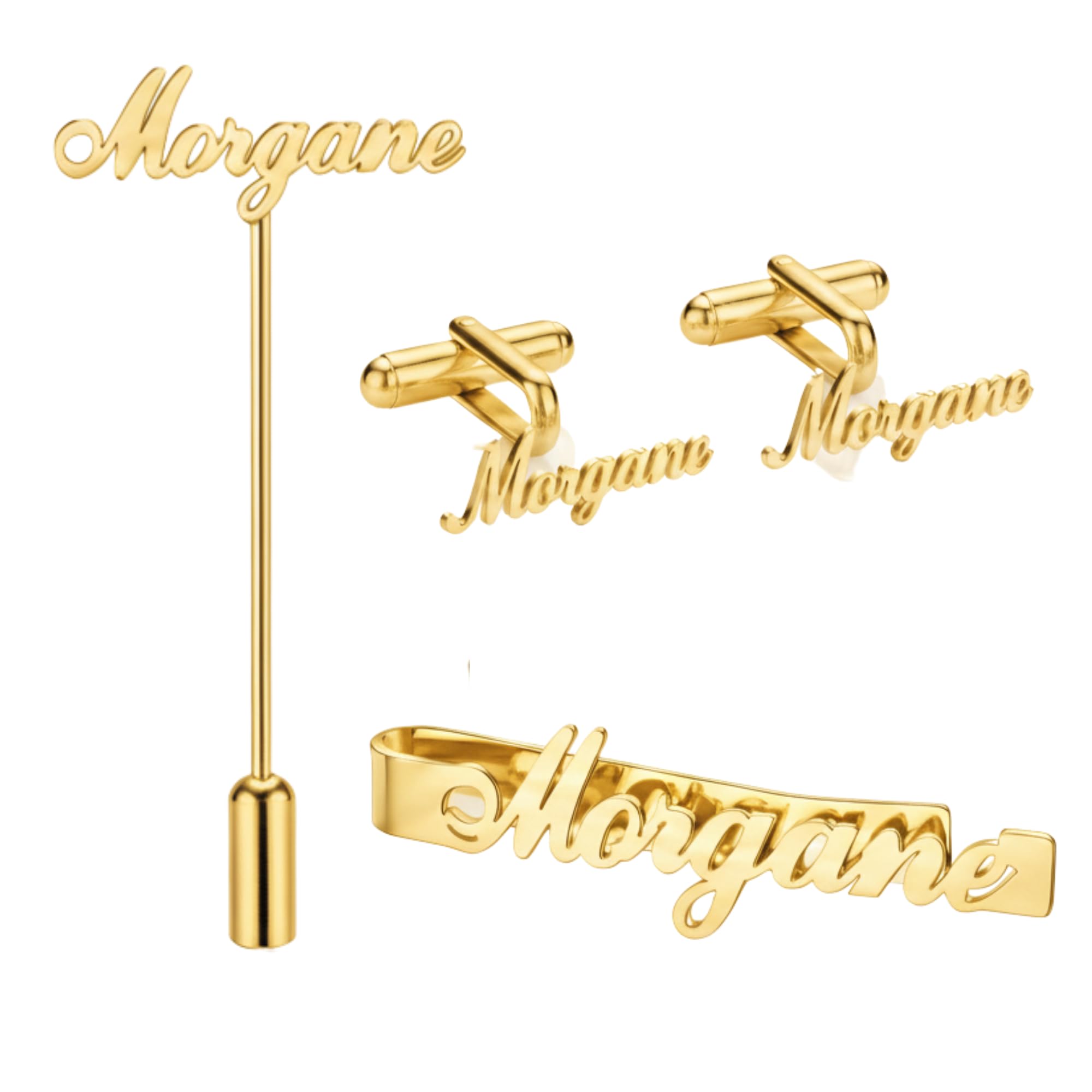 Personalised Name Cufflinks, Tie Bar & Lapel Pin Set for Men | Custom Initial Jewelry | Groom Wedding Accessories | Engraved Monogram Cufflinks, Custom Letter Tie Clip, Gift for Husband & Father-image-32