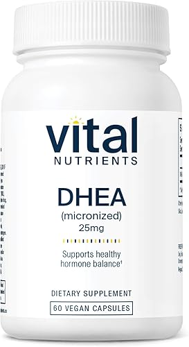 Vital Nutrients DHEA 25 mg (Micronizado) Apoya el metabolismo, la salud ósea, los niveles hormonales y los niveles de energía* Sin gluten, lácteos
