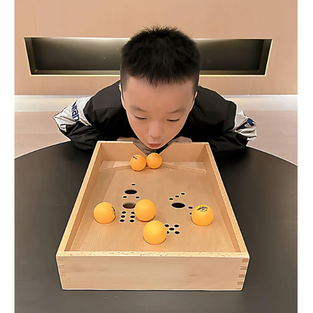 Scatola con Palla per Esercizi di Respirazione Montessori, Giocattolo Sensoriale Orale in Legno per Lo Sviluppo della Motricità Fine e della capacità Polmonare
