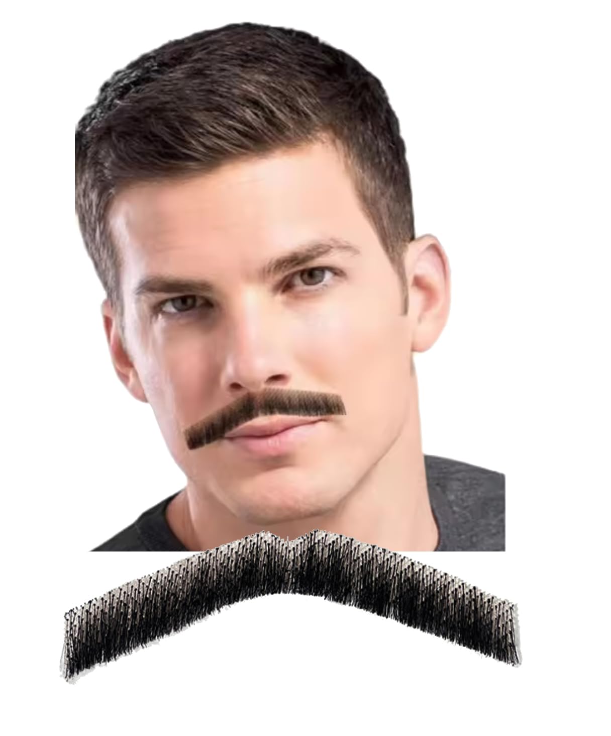 S.fields.inc Fake Beard Realistic Fake Beard Chin Beard Mustache Reusable Multiple Times Beard Character Cosplay Props (Mustache Single Item) Moustache single