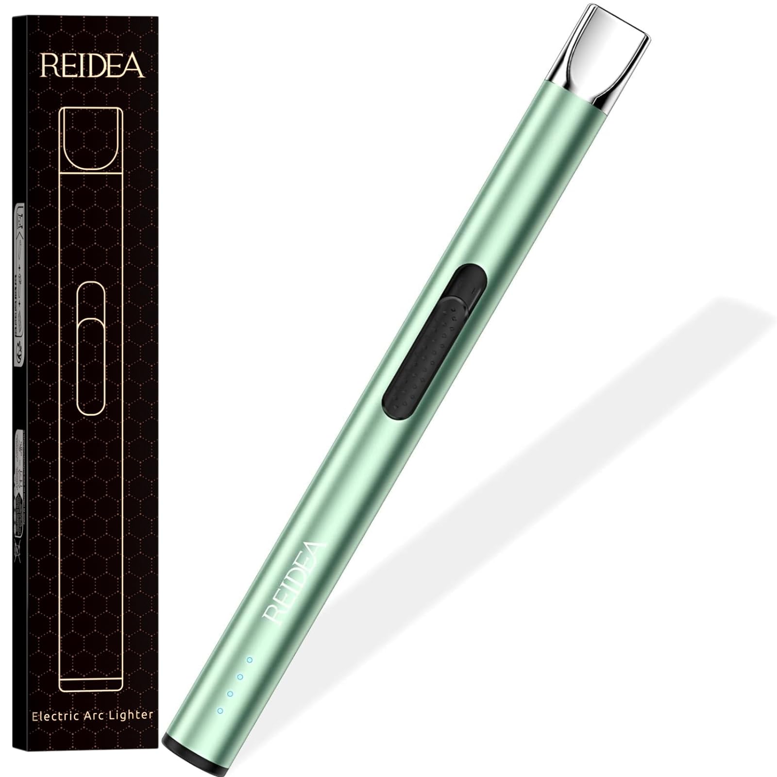 REIDEA Lighter S4 Pro Electric USB Rechargeable Safety Lock with LED Battery Indicator Flameless Windproof Arc Plasma Lighter for Candle, Fireworks (Mint)