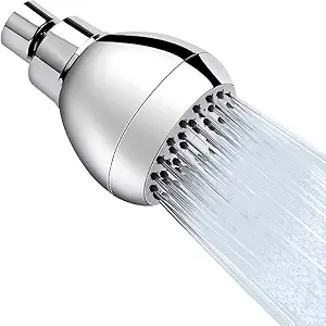 Aisoso High Pressure Shower Head 3 Inches Anti-clog Anti-leak Fixed Showerhead Chrome with Adjustable Swivel Brass Ball Joint for Relaxing and Comfortable Shower Experience