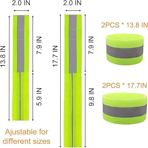 Miniatura 2 de GUCABE Bandas reflectantes para brazo, tobillo, pierna y muñeca. Equipo reflectante de alta visibilidad para correr, caminar nocturno y ciclismo.