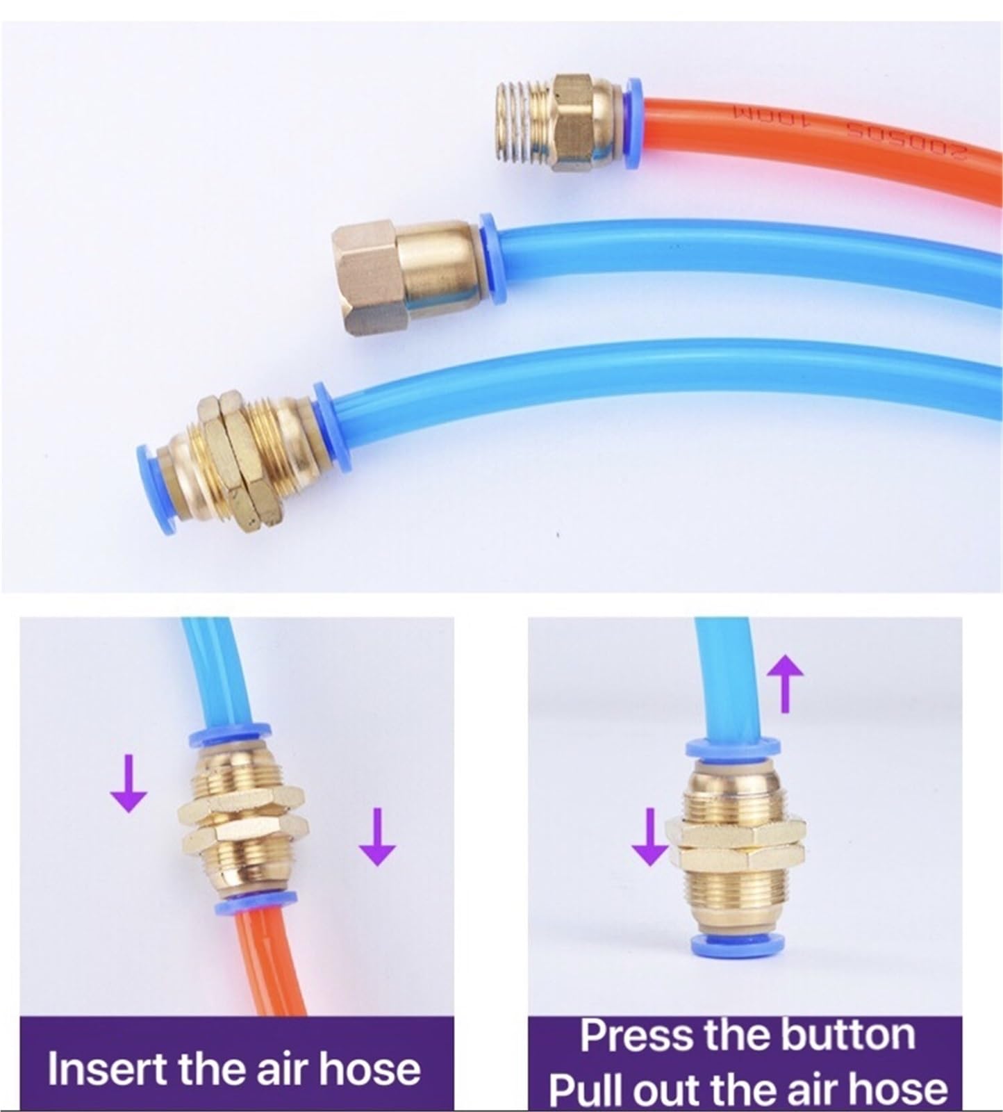 1 raccordo pneumatico PM per tubi ad aria, raccordi rapidi per tubi flessibili da 4 mm 6 8 10 12 mm (12 mm (nero))
