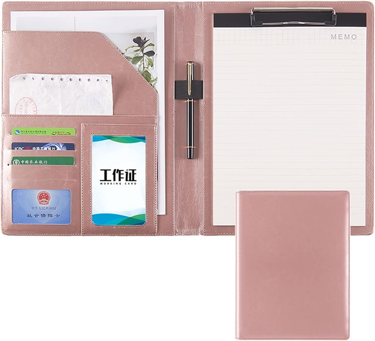VHJdtE Folder, A4 Size Clipboard Hardboard Business Card Holders Document Sleeve(Roze)