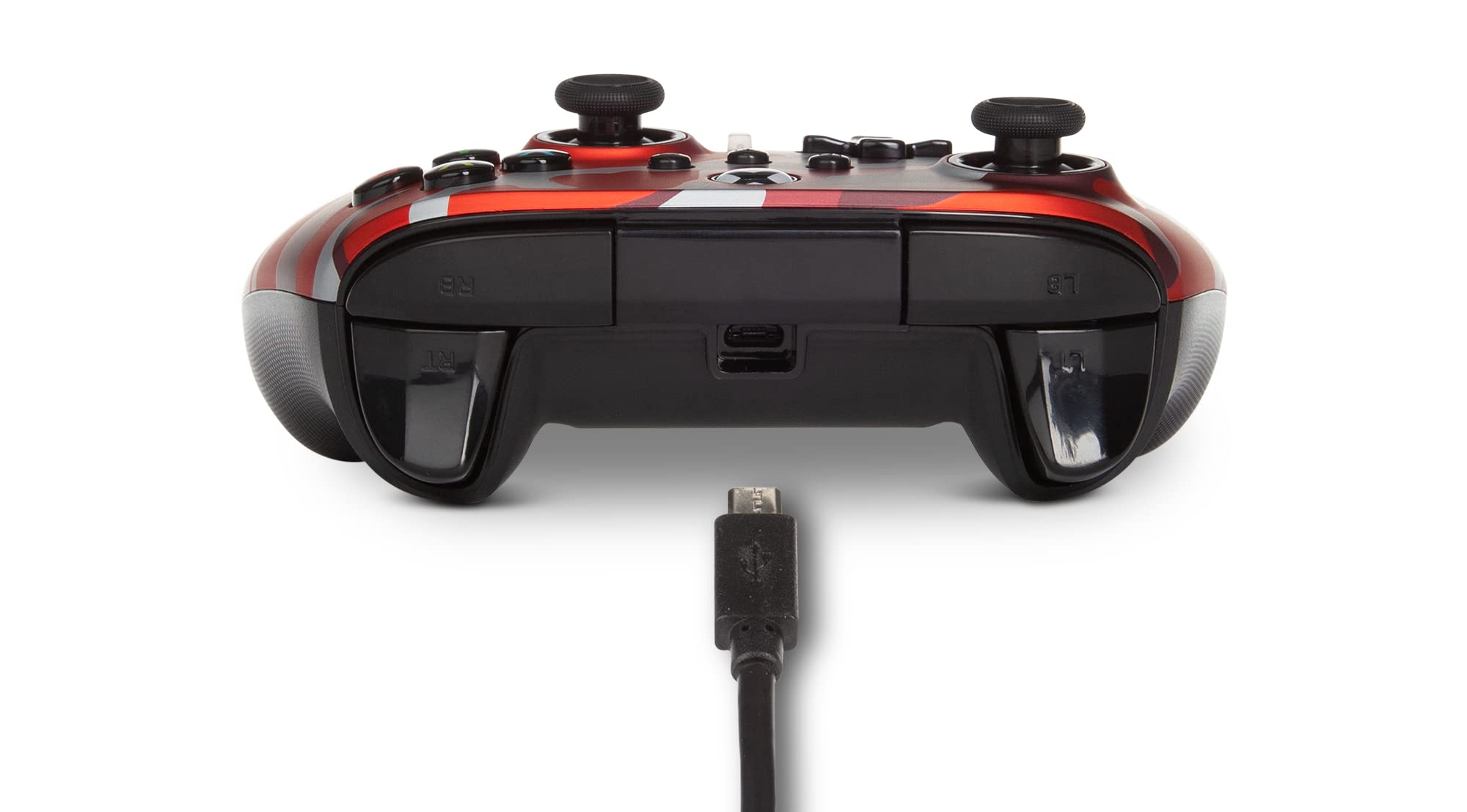 Power a - Mando con Cable, Salida de Audio y Botones Programables, de Color Rojo Camo Metálico Para Xbox One y Xbox Serie X (Xbox Series X)