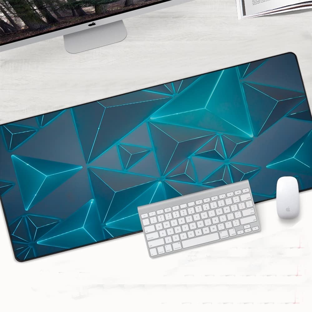 Alfombrillas geométricas grandes para teclado y ratón, almohadilla suave HD XL para computadora grande (DBX-032, 900 x 400 x 2 mm)