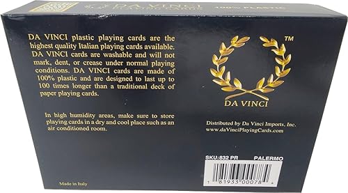 Miniatura 2 de DA VINCI Palermo, cartas italianas 100% de plástico, juego de 2 barajas con estuche rígido y 2 cartas cortadas (índice regular de tamaño póquer)
