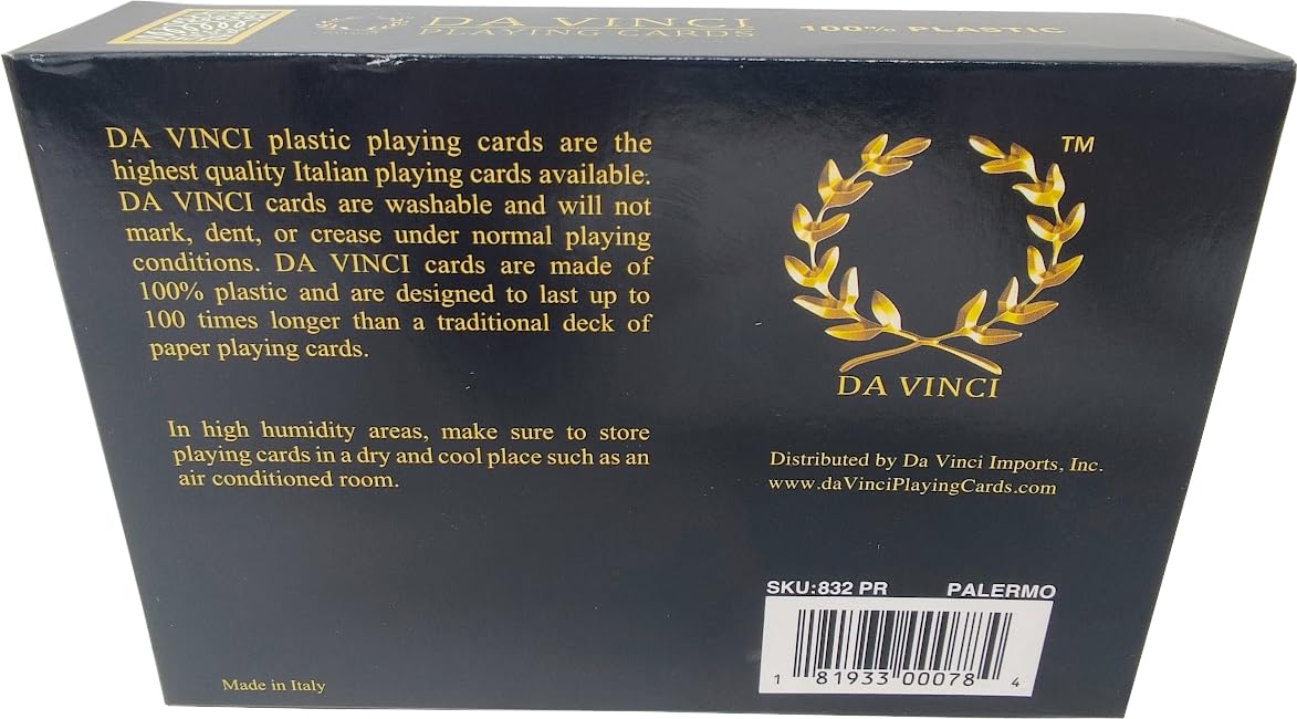 Da Vinci - Juego de Cartas Italianas 100% de plástico, 2 Barajas con Carcasa rígida y 2 Tarjetas de Corte