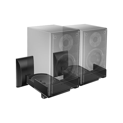 WALI Speaker Wall Mount, Surround Sound Speaker Stand with Adjustable Swivel Tilt Angle, Standard Bookshelf Speaker Mount for Living Room, Home Theater, Hold Up to 55 Lbs, (SWM201), 2 Pack, Black