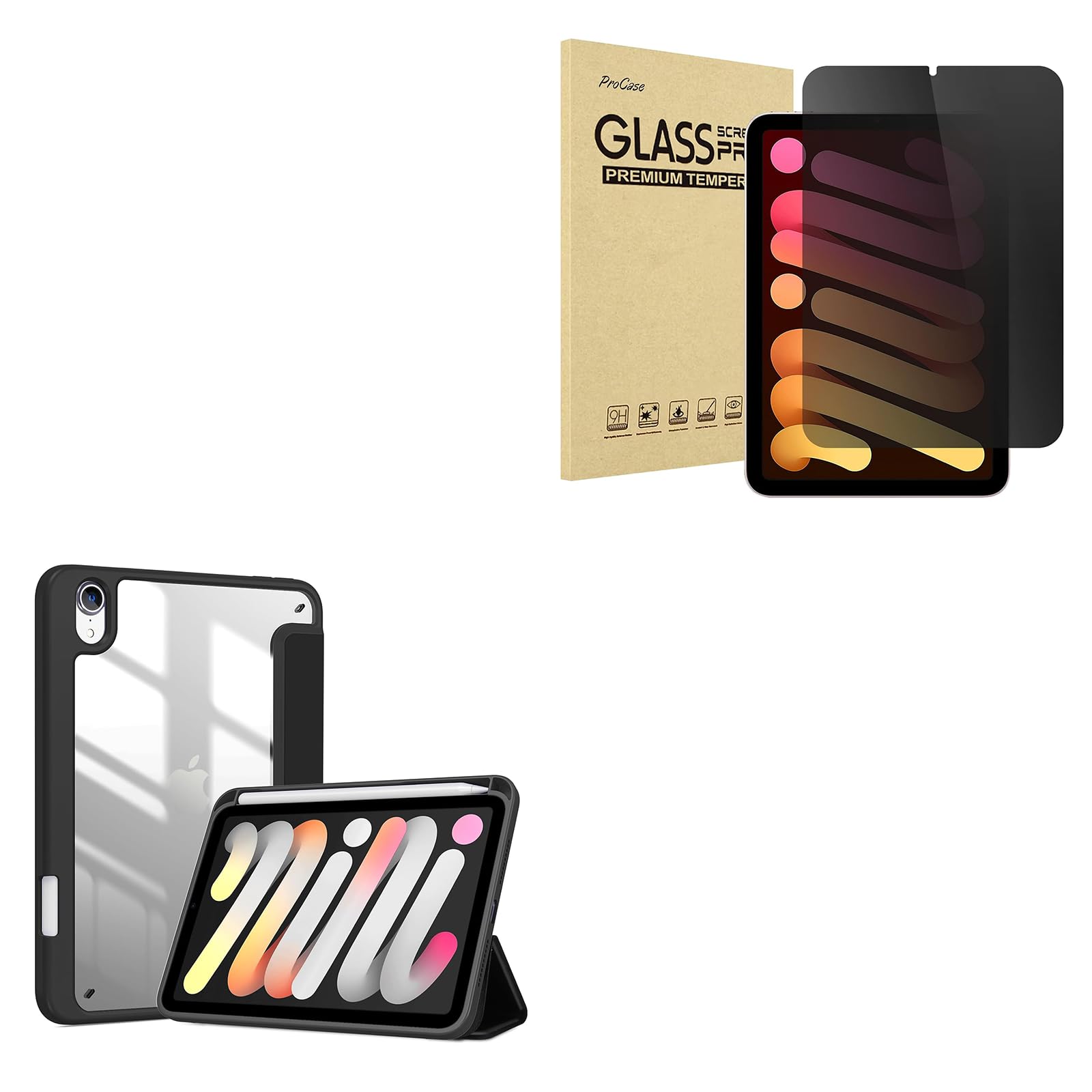 Privacy Screen Protector Bundle with Smart Protective Cover for iPad Mini 6 8.3 Inch 2021