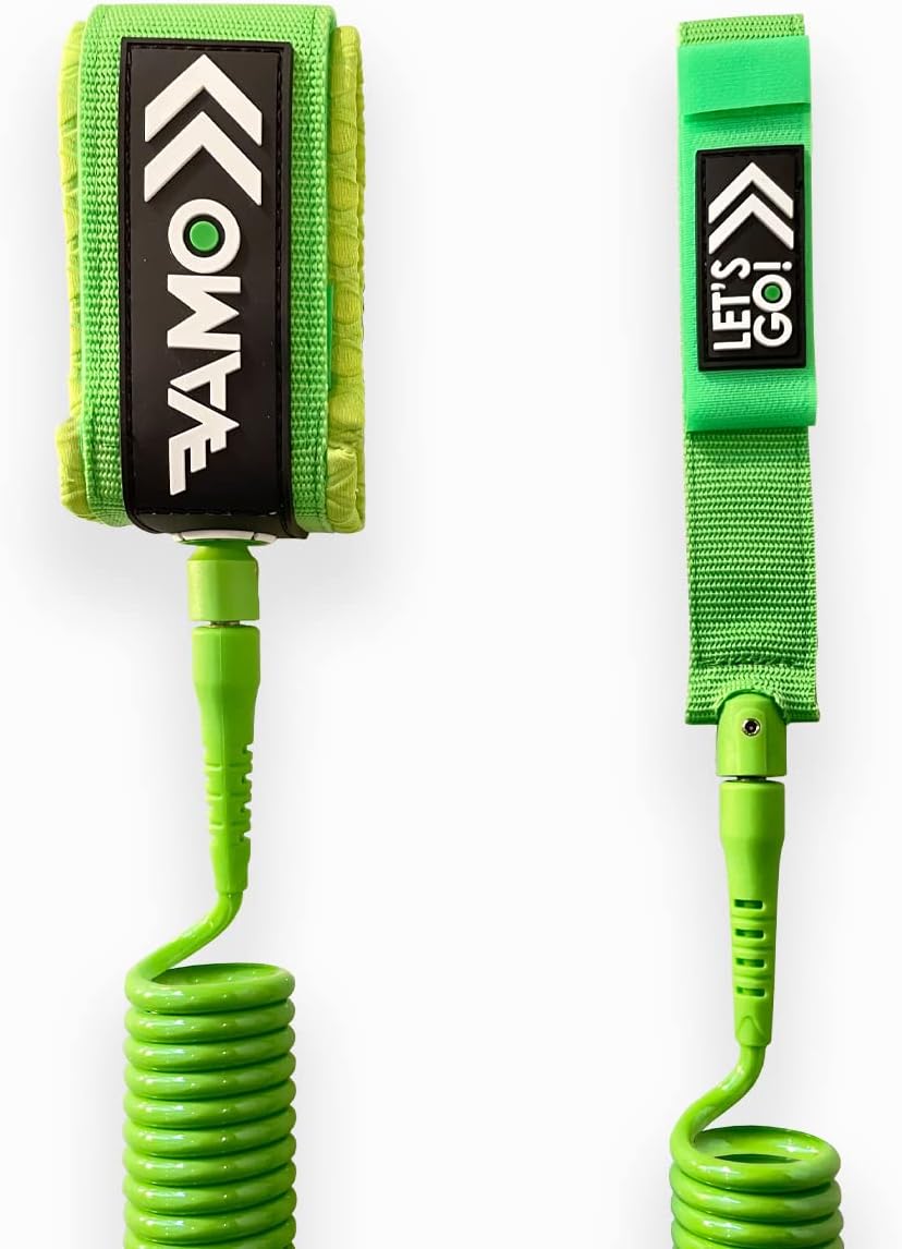 VAMO Premium Coil SUP Leash, 10' and 9' Coiled Paddleboard Leashes. 7mm Thick legrope, Replacement for Stand Up Paddleboards, ISUP or Surf Board