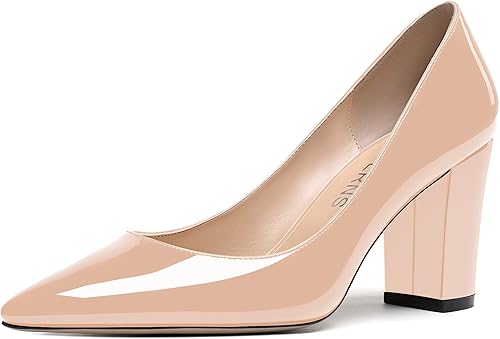 WAYDERNS Zapatos de tacón alto con puntera puntiaguda para mujer, de 3.5 pulgadas