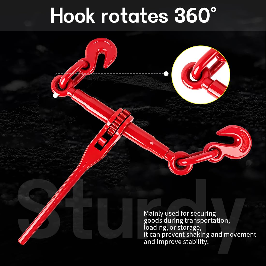 Ratchet Load Binders - 6600 LBS Secure Chain -8