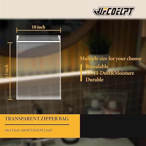 Miniatura 10 de 1000 bolsas reutilizables de plástico transparente con cremallera, tamaño de 4 x 4 pulgadas, 2 mil de grosor, fuertes y duraderas, con cierre
