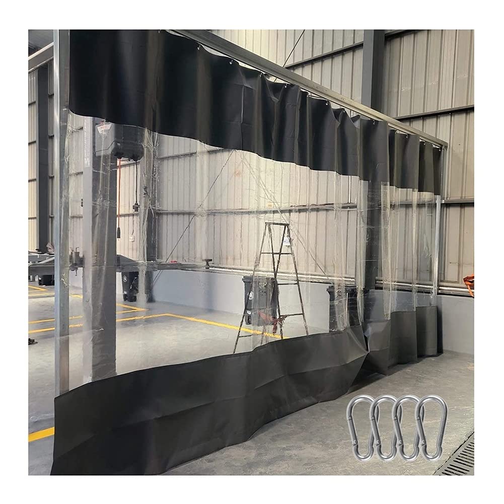 Rygcrud Clear Tarp Curtain, Outdoor Waterproof Vinyl Curtains with Eyelets, Transparent Room Divider Panel Partition for Workshops, Pergola, Custom (Color : Gray Side, Size : 2.8x4M)