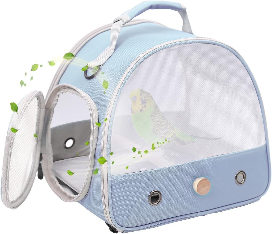 Portable Small Bird Carrier, Breathable Mesh Windows Carry Bag to Transport Parakeet Budgies Parrot Cockatiel to Travel and Vet Visit