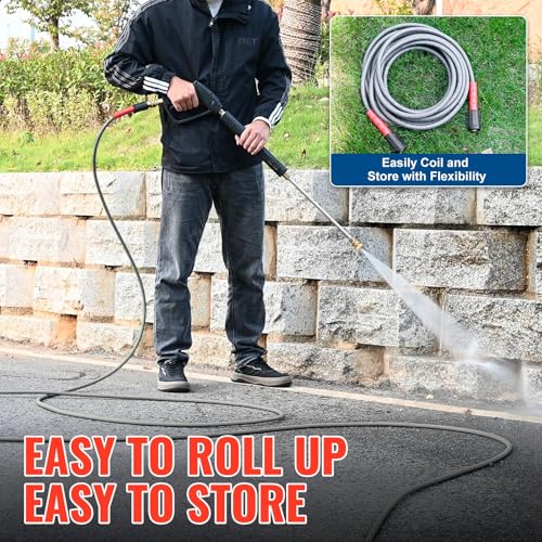 Image of YAMATIC Flexible Pressure Washer Hose 25 FT 1 /4 inch, M22-14mm Females