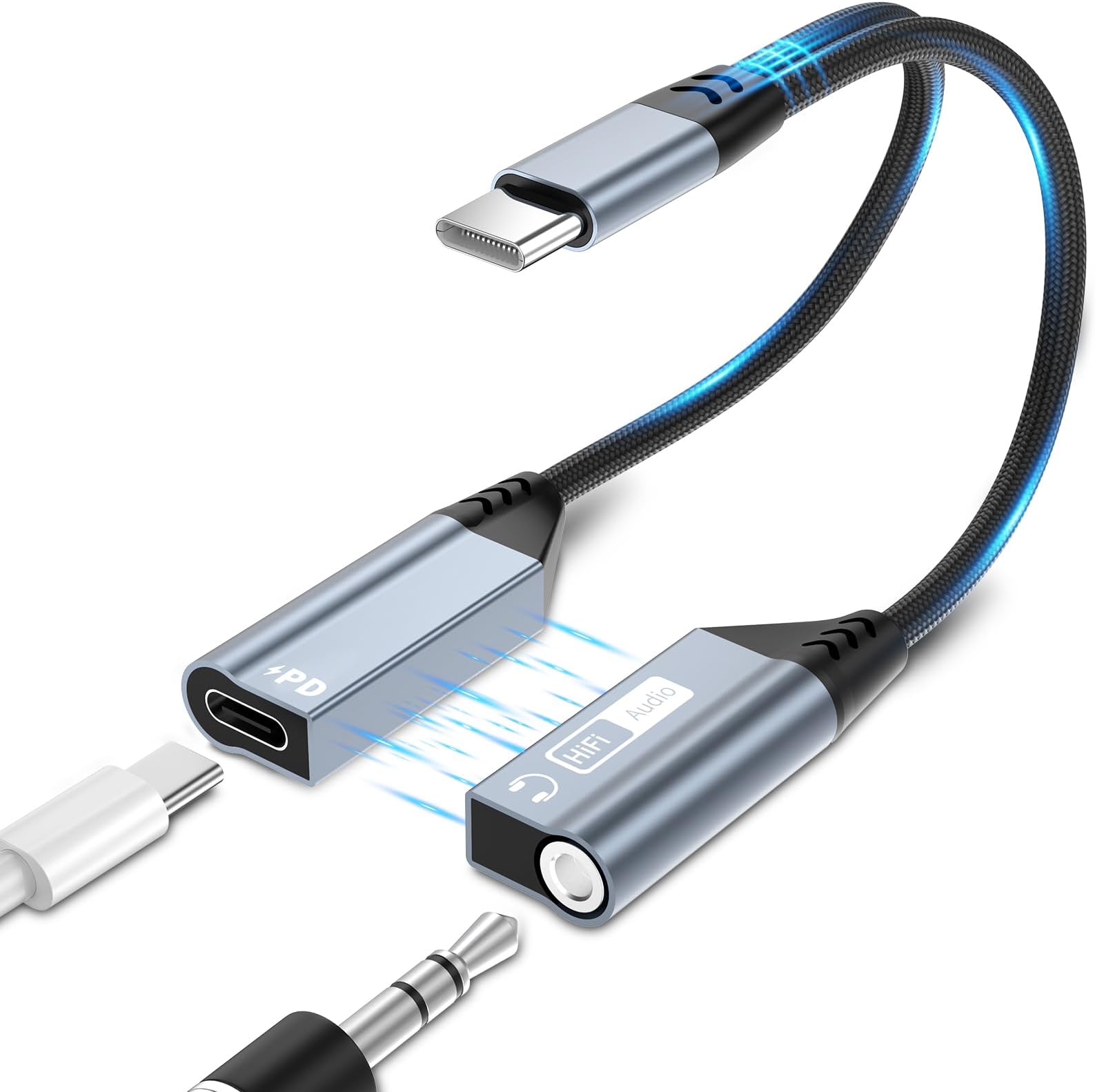 Quanlex 2 in 1 Magnetic USB C to 3.5mm Headphone jack adapter and ...