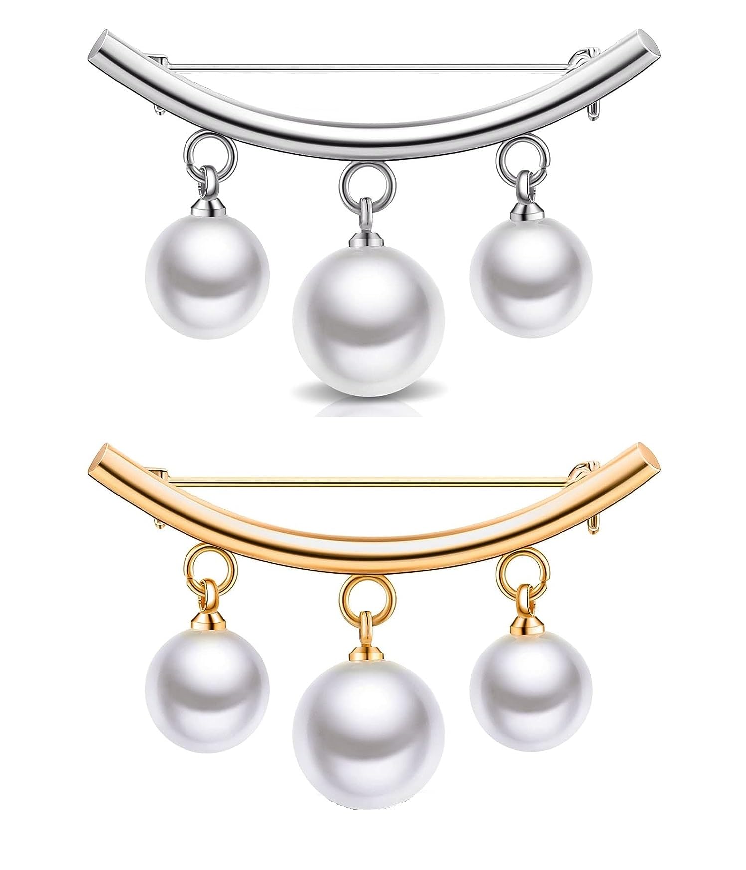 HETSHIV Pearl Cardigan Collar Clip Fixed Strap Safety Pin Brooch for Women Girls Wedding Party Decorations (2 Pcs : 1 gold + 1 Silver) (B0CHJTR49T) Amazon Price History, Amazon Price Tracker