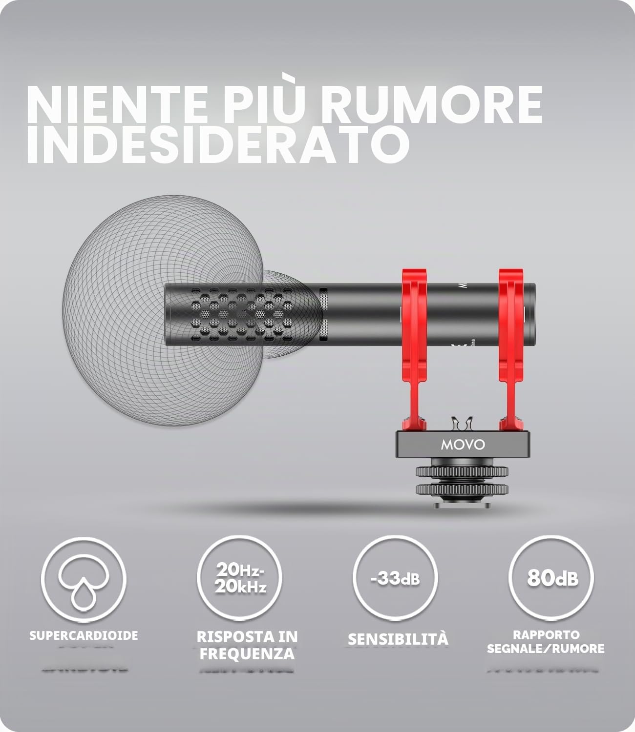 Movo X1-Mini microfono video fucile per fotocamera, supercardioide 3,5 mm/USB-C analogico/digitale per fotocamera DSLR, iPhone e smartphone Android, computer, compatibile con Canon EOS, Nikon, Sony