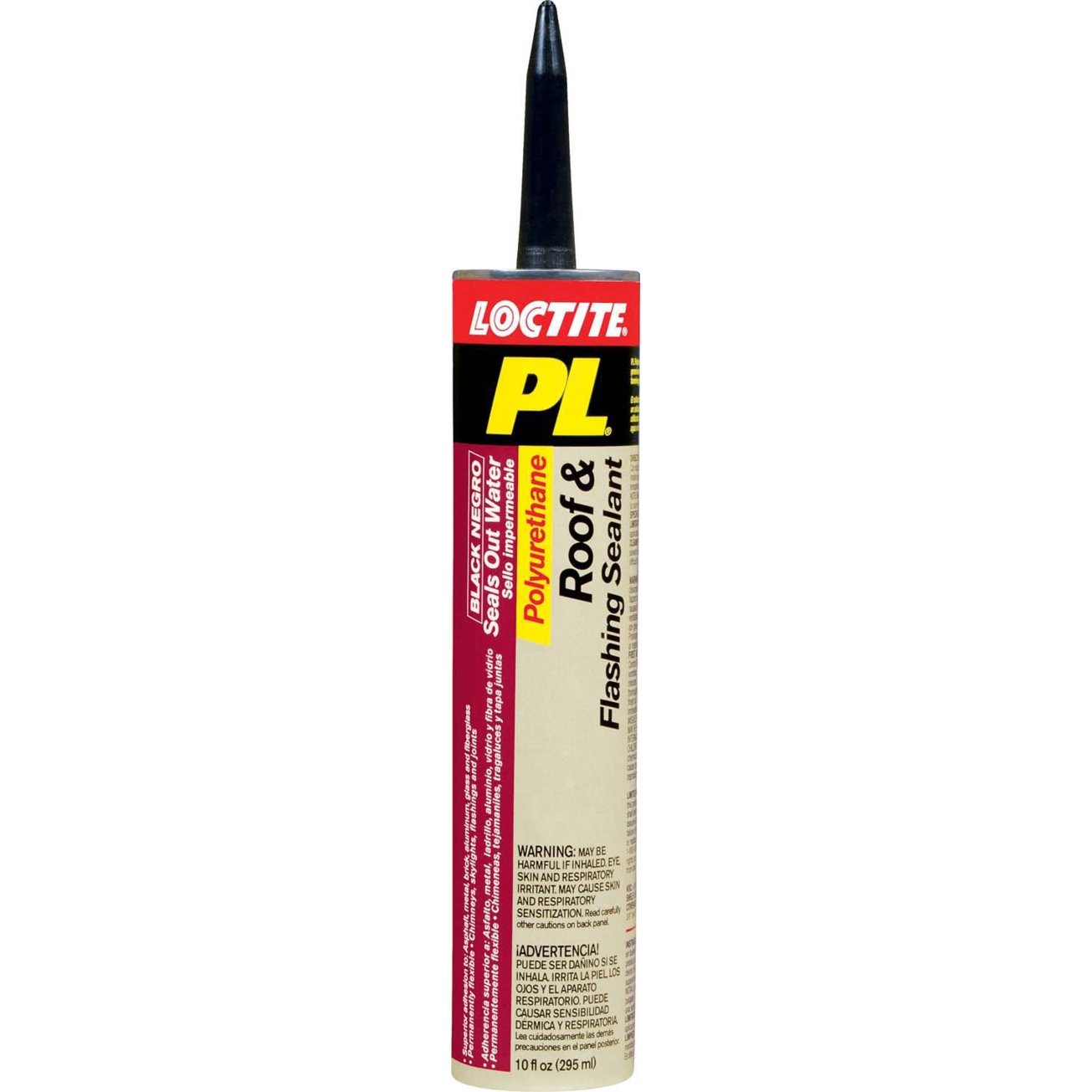 PL P73266125 Polyurethane Roof and Flash Sealant, 10.2 oz Cartridge, Black Adhesive Caulk