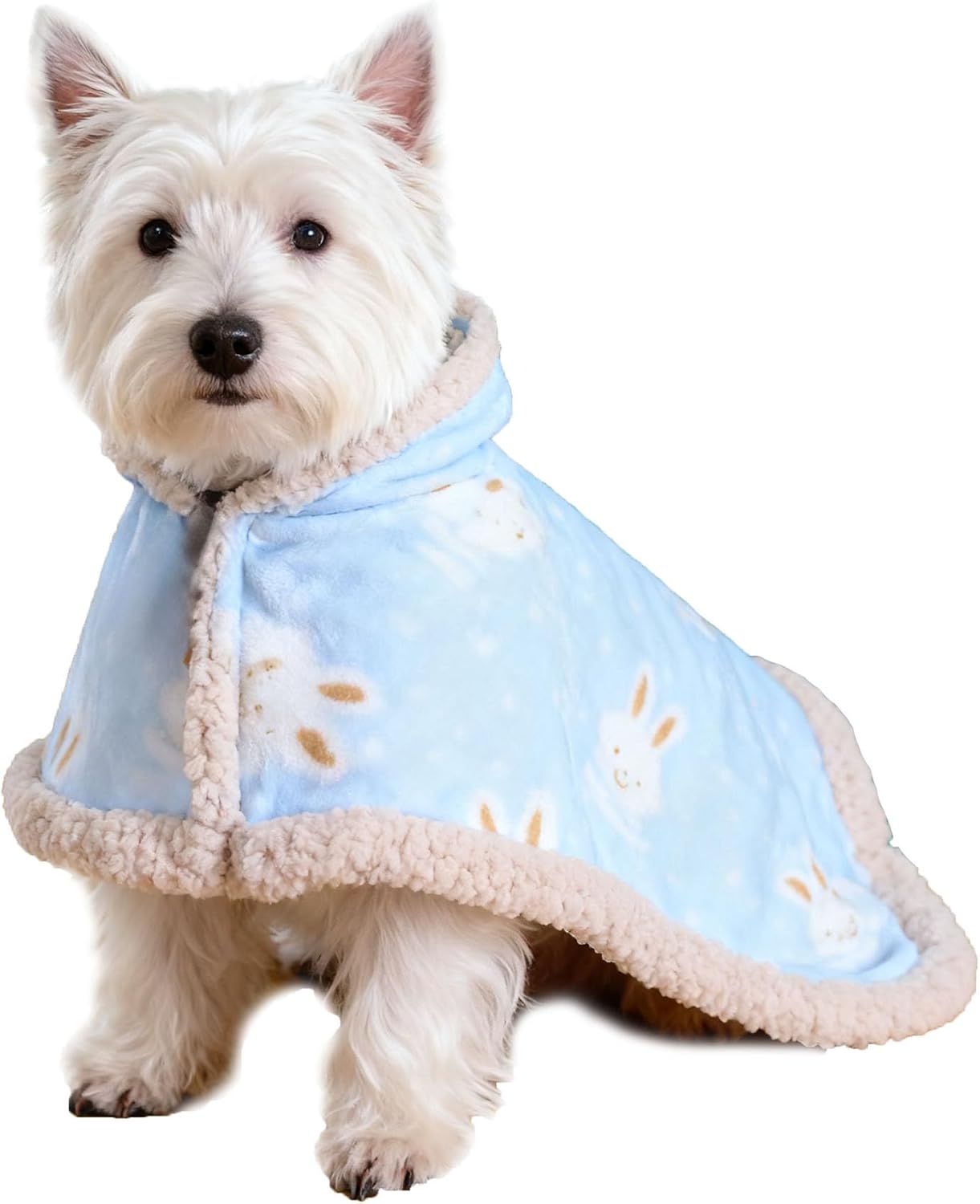 Size Small to Large, Dog Winter Coat with Hat, Kitten Thicken Cloak Blanket, Pets Nightgown for Small Medium Dogs (Blue, S: Recommand Weight 3-6 lbs (1.5-3kg))