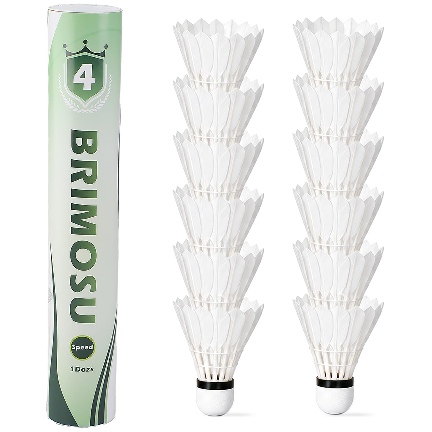 Volani da badminton in piuma d'anatra in sughero composito, confezione da 12 | Volani in piuma d'anatra con testa in sughero composito, resistenti per sport di allenamento indoor e outdoor