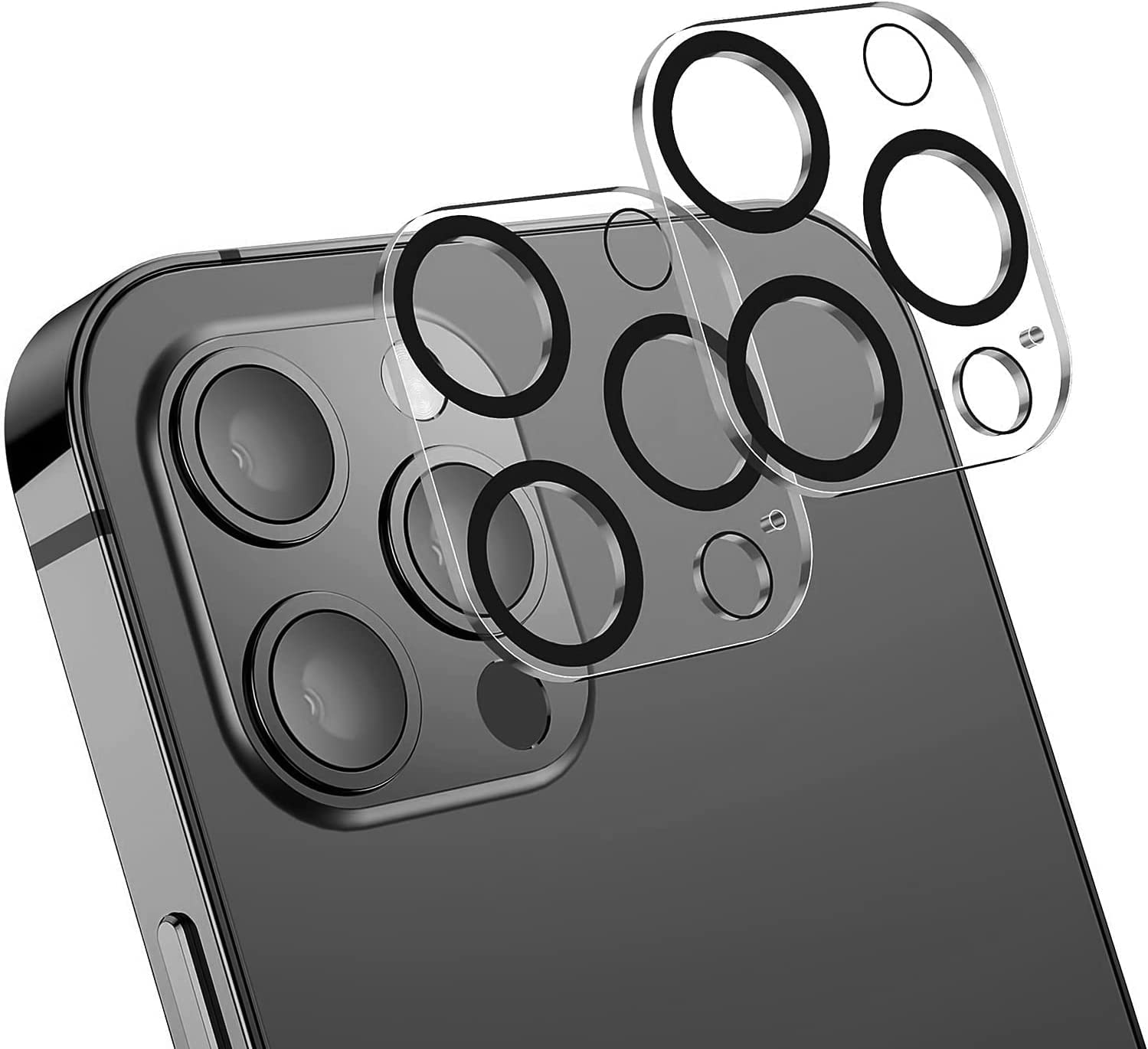 Vonzee Camera Lens Screen Protector For iPhone 13 Pro 6.1'' & iPhone 13 Pro Max 6.7'' Camera Lens Protector,[Anti-Scratch] Premium Tempered Glass Cover Camera Screen Protector Accessories, Case Friendly (Black Tempered Glass)