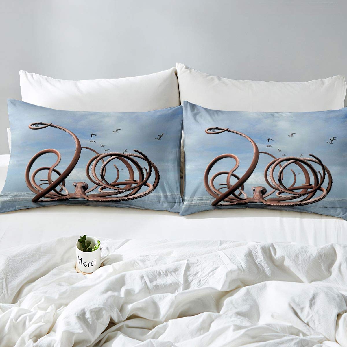 Paarse octopus onder de zee. Cartoon vectorillustratie. | Premium Vector