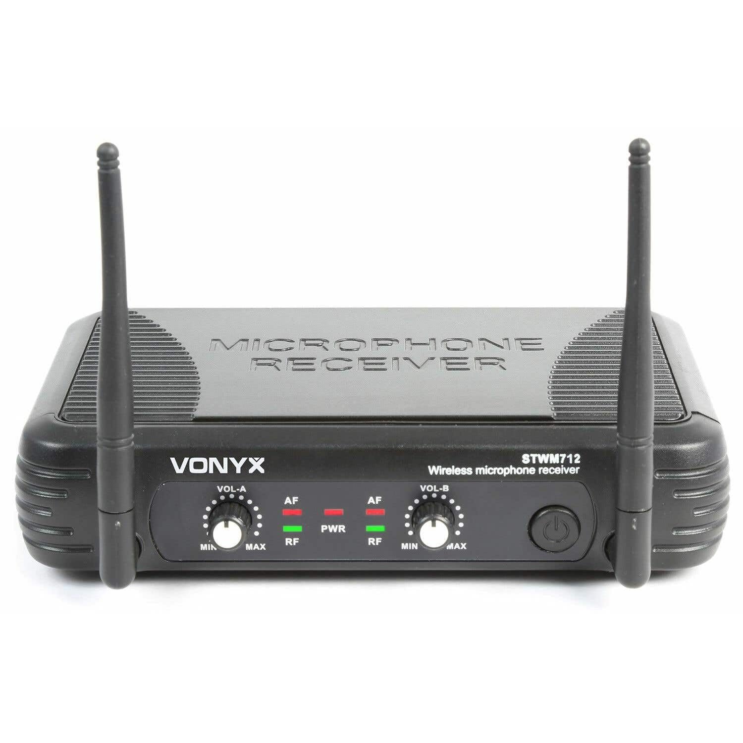 Vonyx STWM712 Sistema de Micrófono Inalámbrico Dual VHF con Antena Diversity, Incluye 2 Micrófonos de Mano, Ideal para Escenarios, Conferencias, Presentaciones, Microfono Reuniones, Micros para Cantar