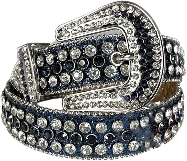 Western Rhinestone Belt Luxury Bling Unisex Dimond Belt Genuine PU Leather Crystal Belts For Woman