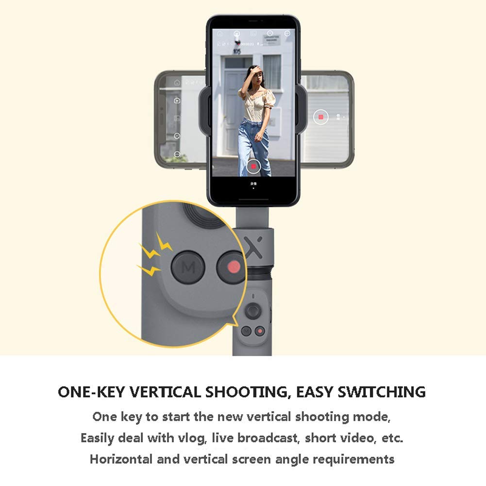 Stabilizzatore Gimbal con Polo Estensibile Cardanico, 3 Assi per Smartphone Vlog Youtuber Live Video Record Pieghevole Estensibile