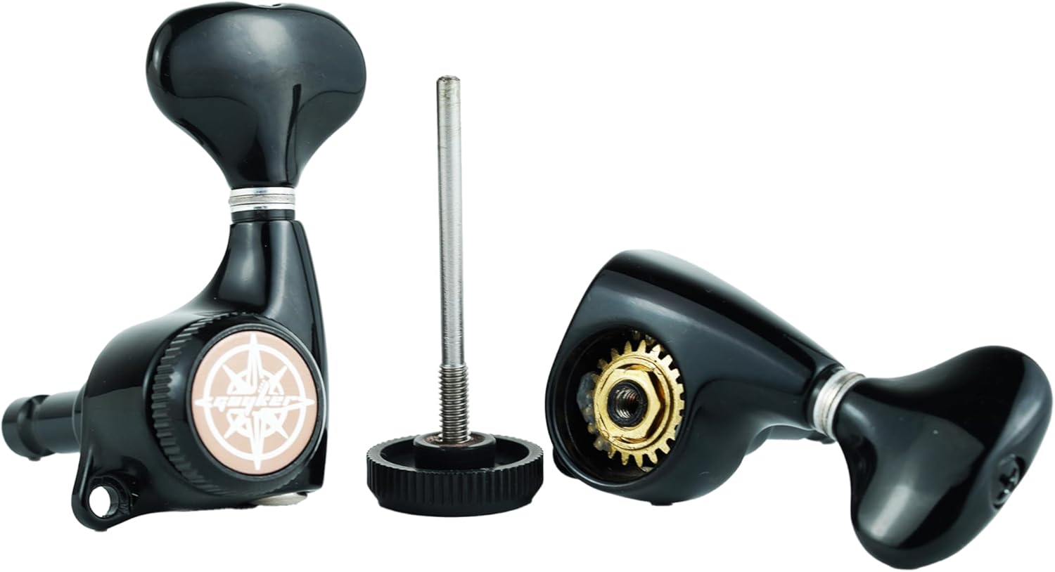 Guyker Guitar Locking Tuners (3L + 3R) - 1:21 Lock String Tuning Key Pegs Machine Head Set Replacement for ST TL SG LP Style Electric, Folk or Acoustic Guitars – Black