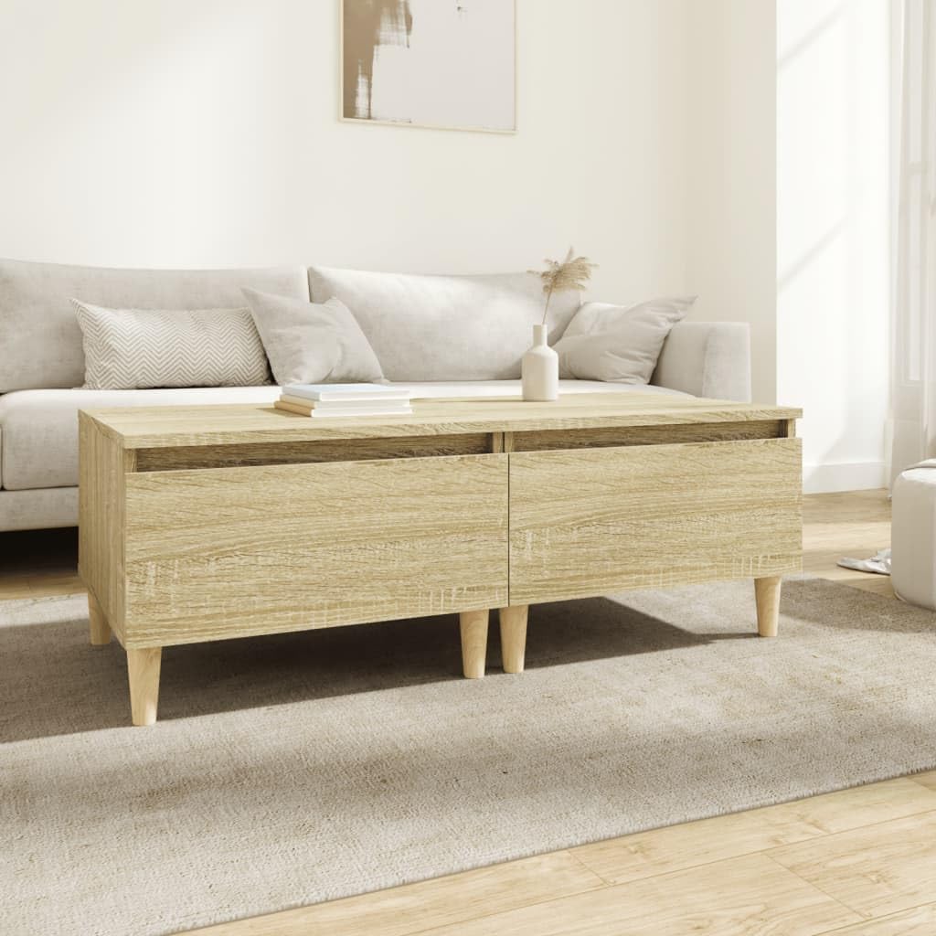 SXZenSpace Side Tables Set of 2 in Sonoma Oak engineered wood 50x46x35 cm one drawer each small side table for living room bedroom hallway furniture